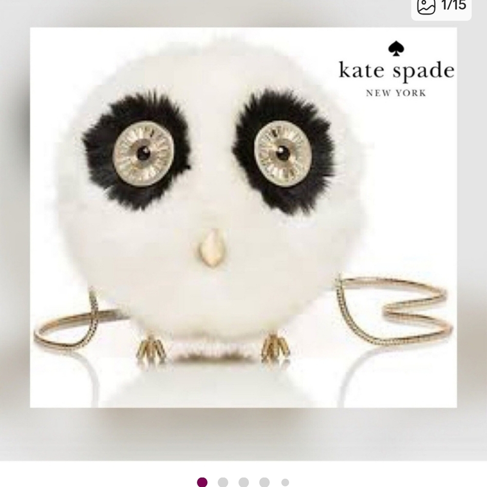 kate spade Fluffy White and Black Owl Purse